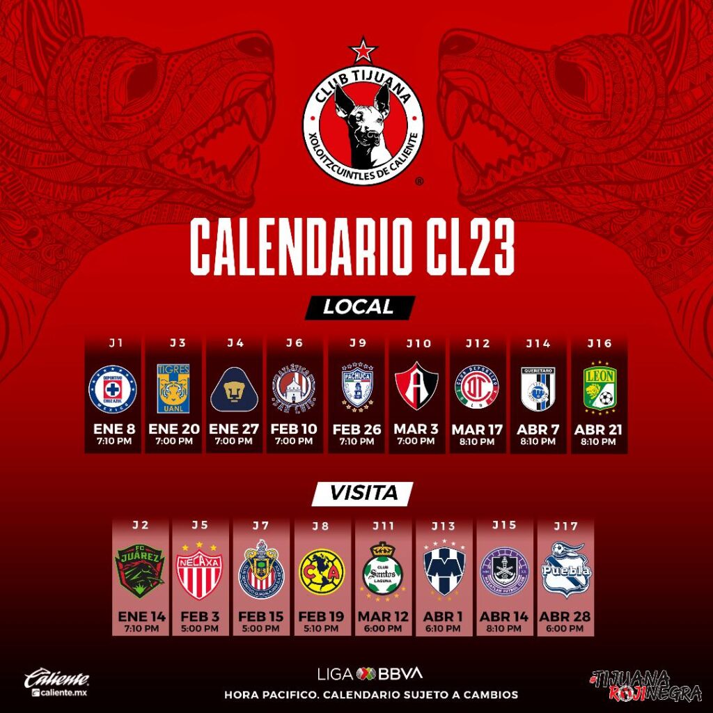 Xolos conoce a sus rivales y calendario del Clausura 2023 - Deportres