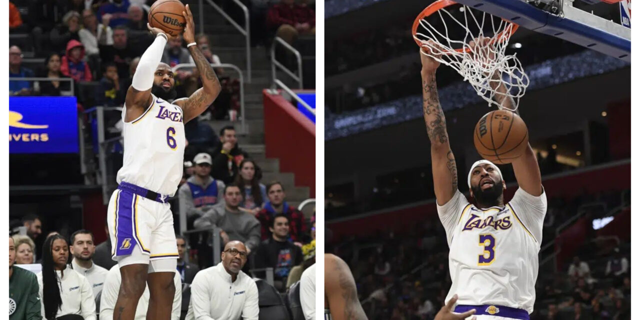 James, Davis cargan con la victoria de Lakers ante Pistons