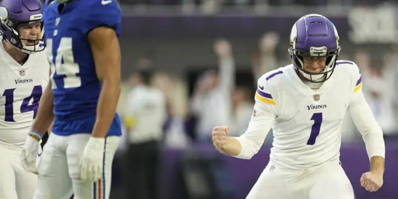 Vikings superan a Giants con gol de campo de 61 yardas