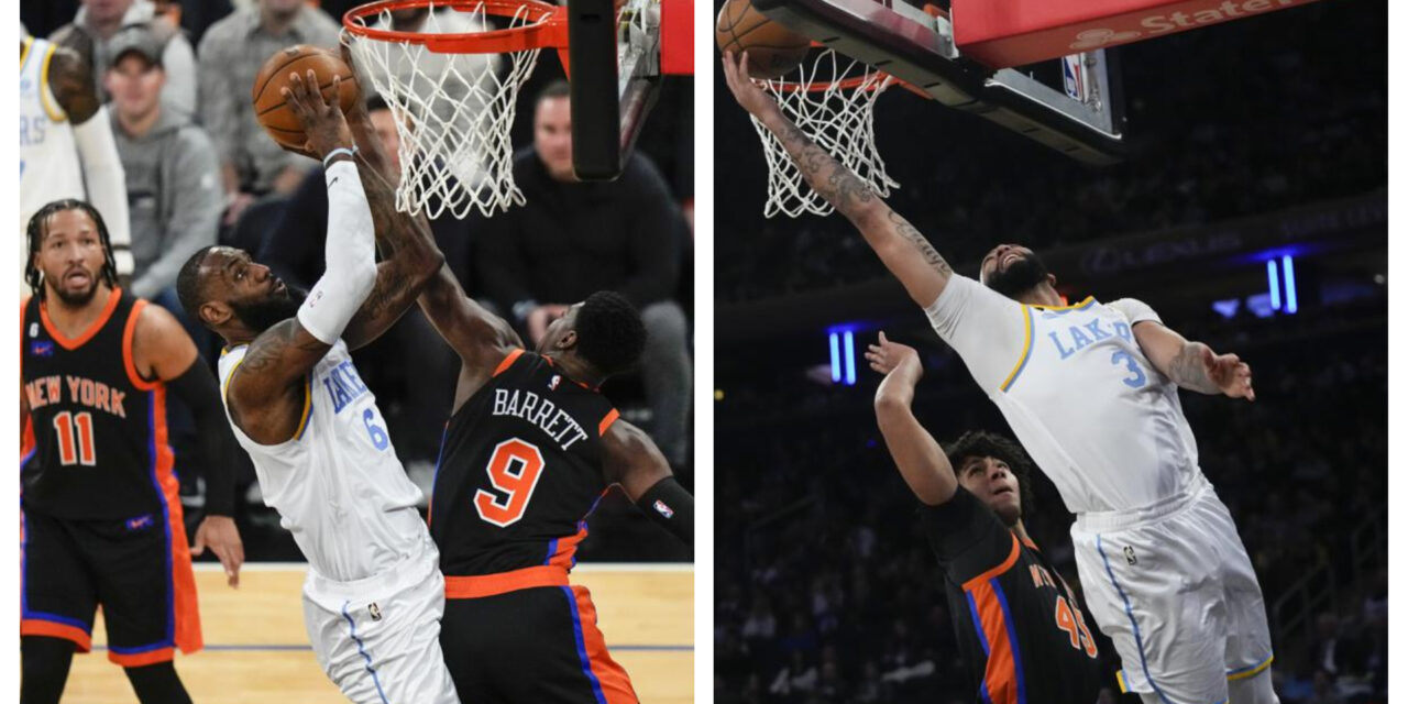 Con triple doble de LeBron, Lakers vencen a Knicks en alargue
