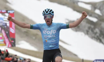 Italiano Davide Bais gana la 7ma etapa del Giro; Leknessund sigue líder