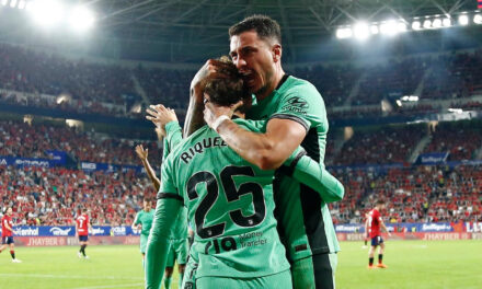 Atlético de Madrid mejora, vence 2-0 a Osasuna y es 5to en España
