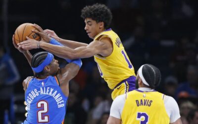 Continúa la semana de altibajos de Lakers; pierden por 133-110 ante el Thunder