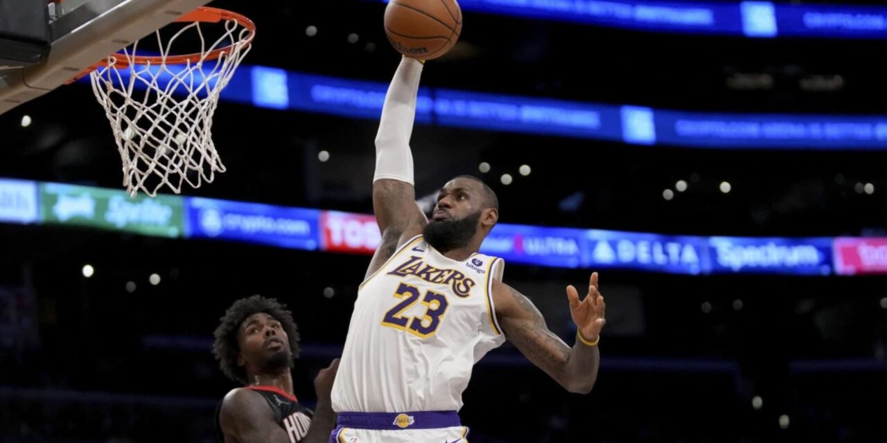 James se destapa con 37 puntos y con un tiro libre clave los Lakers ganan 105-104 a Rockets