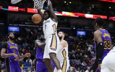 Zion Williamson y Brandon Ingram anotan 26 puntos cada uno; Pelicans superan a Lakers, 129-109