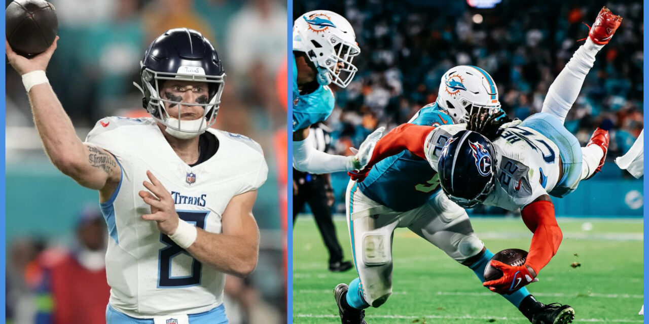 Will Levis comanda reacción de Titans con dos TDs tardíos, en triunfo 28-27 ante Dolphins