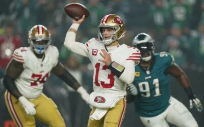 Brock Purdy lanza cuatro pases de anotación y 49ers pasan por encima de Eagles 42-19
