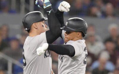 Judge rompe el empate con sencillo en la 9na; Yanquis se imponen 6-4 a Azulejos