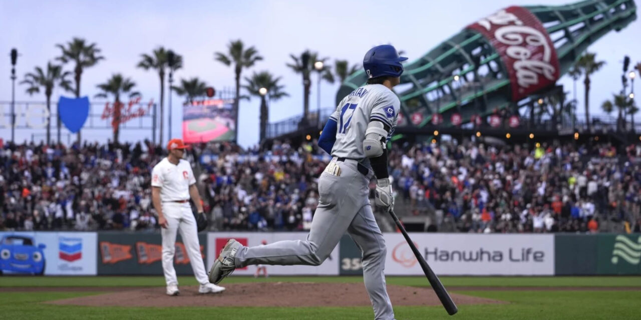 Ohtani pega jonrón solitario y doble productor en paliza de Dodgers sobre Gigantes