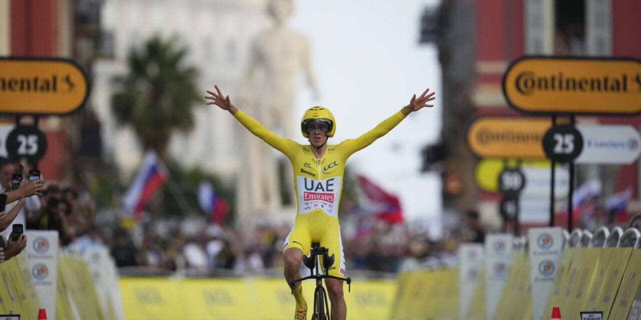 Pogacar conquista el Tour de Francia por tercera ocasión y celebra ganando la última etapa