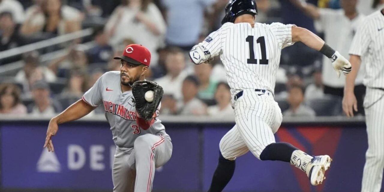 Judge batea para doble play clave y Rojos superan 3-2 a Yankees