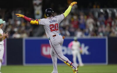 Ozuna calienta para el Derbi, con 2 jonrones en victoria de Bravos, 6-1 sobre Padres