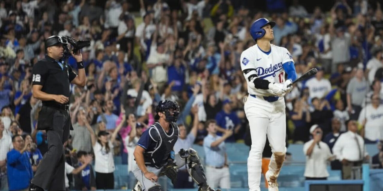 Ohtani pone fin a juego con grand slam y llega a club de los 40-40, en triunfo de Dodgers ante Rays