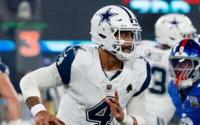 Prescott lanza 2 pases de touchdown y Cowboys vencen a Giants por 7mo encuentro seguido