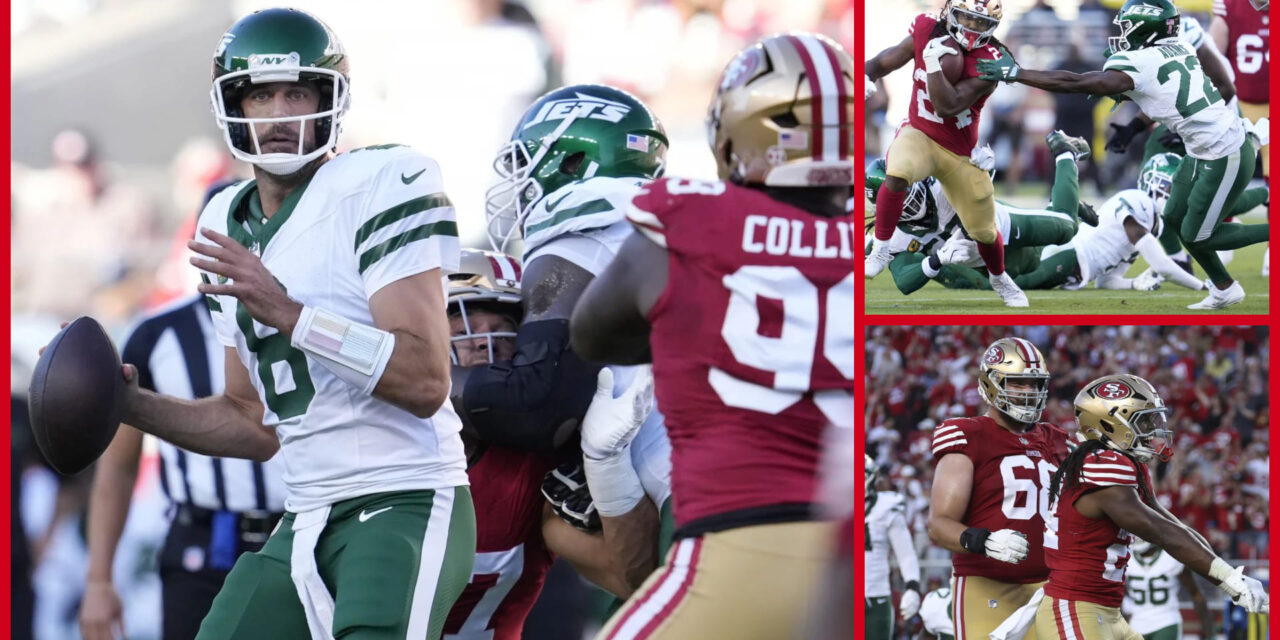 49ers arruinan regreso de Aaron Rodgers con una imponente victoria sobre los Jets, 32-19