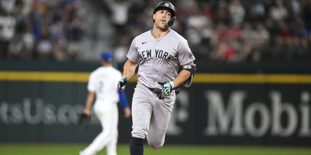 Stanton suma 25 jonrones por 10ma vez y Cole sale con calambres en triunfo de Yankees sobre Rangers