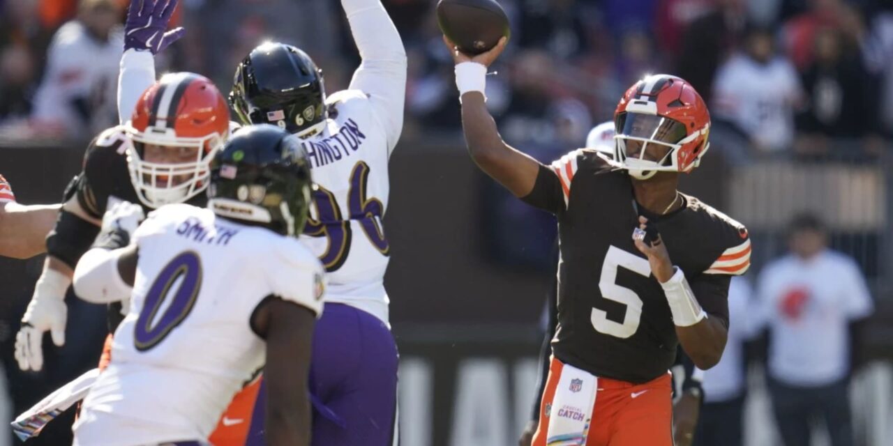 Winston lanza tres pases de TD y los Browns sorprenden 29-24 a los Ravens