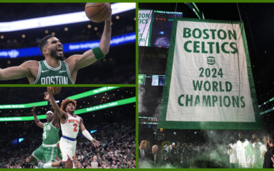 Tatum y Celtics celebran el 18vo banderín al atinar 29 triples y aplastar 132-109 a Knicks