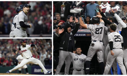 Yankees anotan 2 ante Clase en la 9na, vencen a Guardianes y están a un paso de Serie Mundial