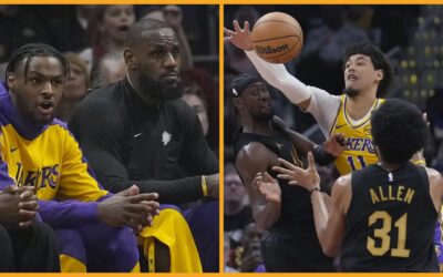Bronny anota 1ros puntos en la NBA, bajo la mirada de LeBron desde el banquillo, pero Cavs ganan