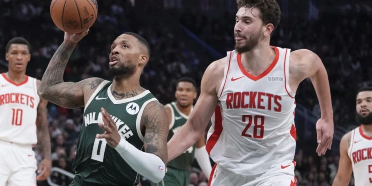 Bucks ganan 101-100 con canasta de Lillard y cortan racha de 5 victorias de Rockets