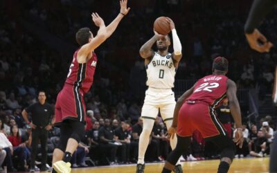 Con 37 puntos de Lillard, Bucks sin Giannis resisten ante Heat y se imponen por 106-103
