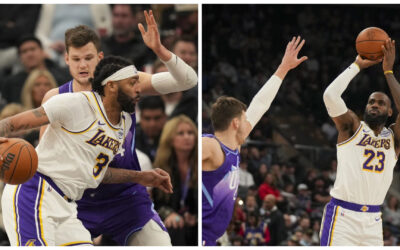 Anthony Davis anota 33, LeBron James domina al final y los Lakers vencen 105-104 al Jazz