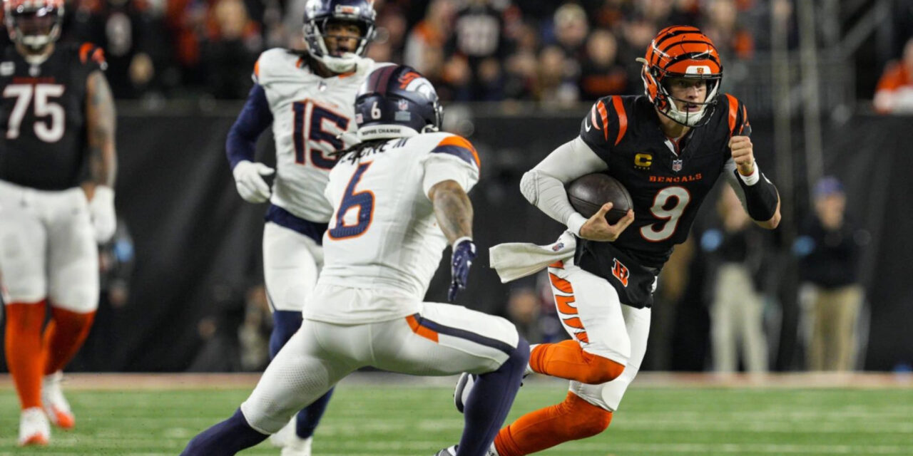 Burrow lanza pase de TD de 3 yardas en tiempo extra y Bengals vencen 30-24 a Broncos