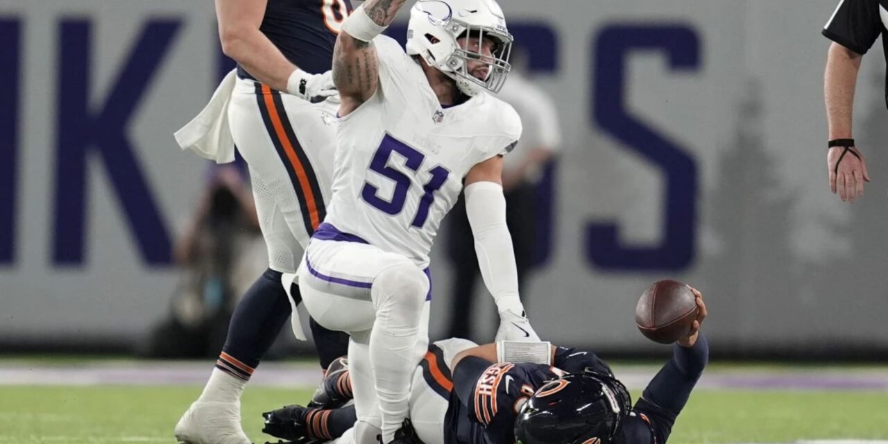 Vikings ganan séptimo seguido y empatan en la cima de la NFC Norte 30-12 sobre Bears