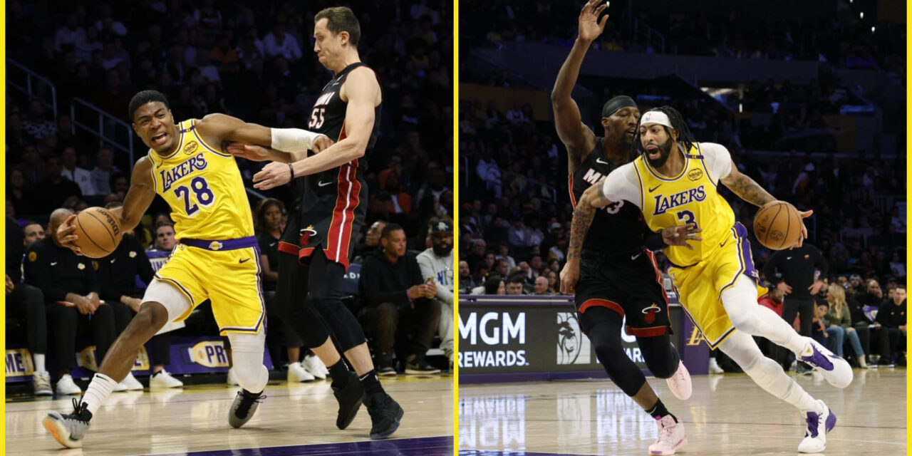 Hachimura y Davis guían a Lakers a romper racha de 3 derrotas con triunfo 117-108 sobre Heat