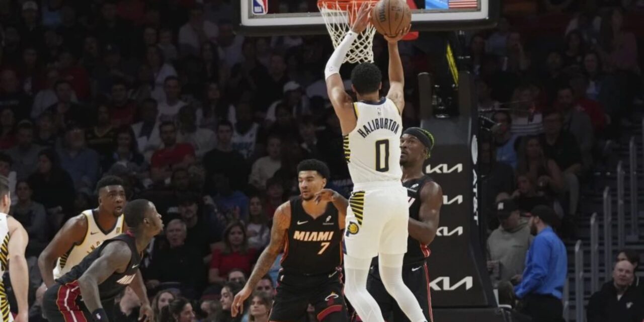 Haliburton anota 33 puntos y da 15 asistencias, en triunfo 128-115 de Pacers ante Heat