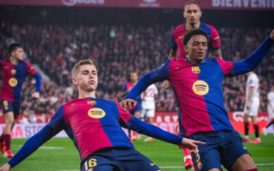 El Barcelona sufre en la primera parte y arrasa al Sevilla en la segunda