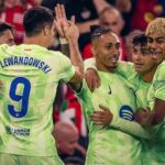 Lewandowski anota dos para el campeón Barcelona, pero no alcanza a Mbappé por el título de goleo