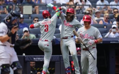 Harper y Schwarber impulsan a Filis a victoria 9-4 sobre Yankees sin Judge