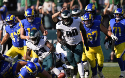 Jordan Davis sella la emocionante victoria de los Eagles por 33-26 sobre los Rams con el segundo gol de campo bloqueado de Filadelfia en el último cuarto