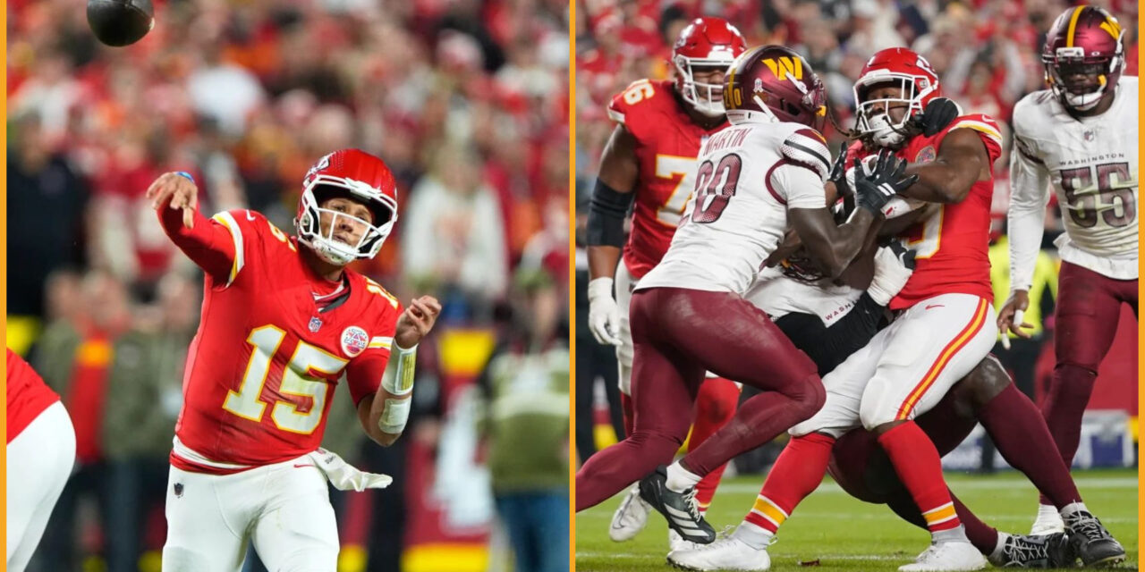 Mahomes y Hunt lideran a Chiefs en victoria 28-7 sobre Commanders, su novena seguida en la serie