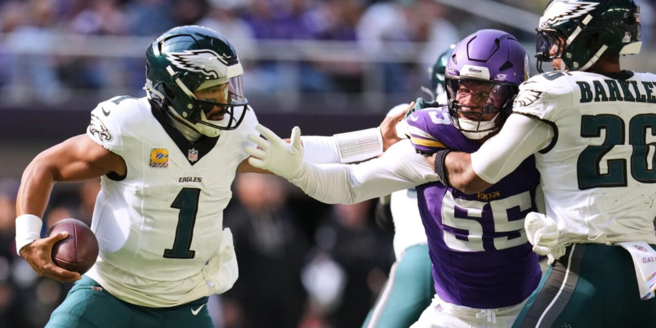 Jalen Hurts impulsa victoria 28-22 de Eagles ante Vikings con 326 yardas y 3 touchdowns