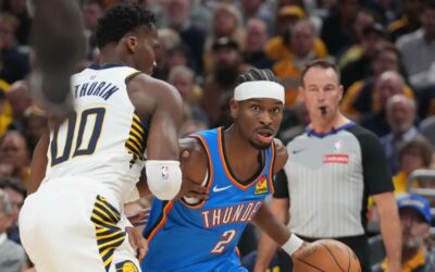 Shai Gilgeous-Alexander anota 55 puntos, el máximo de su carrera, para liderar al Thunder ante los Pacers 141-135 en tiempos extra.