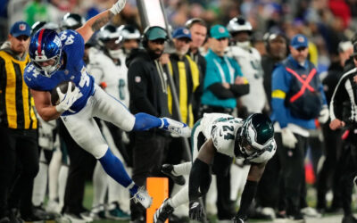 Cam Skattebo anota 3 veces y Jaxson Dart brilla en triunfo sorpresivo de Giants, 34-17 sobre Eagles