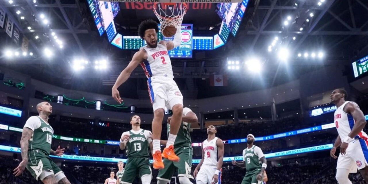 Cunningham ayuda a Pistons en triunfo 129-116 ante Bucks para su 12ª victoria consecutiva