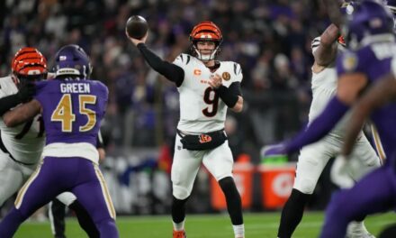 Bengals ganan en el regreso de Burrow, 32-14 sobre Ravens, que pierden 5 balones