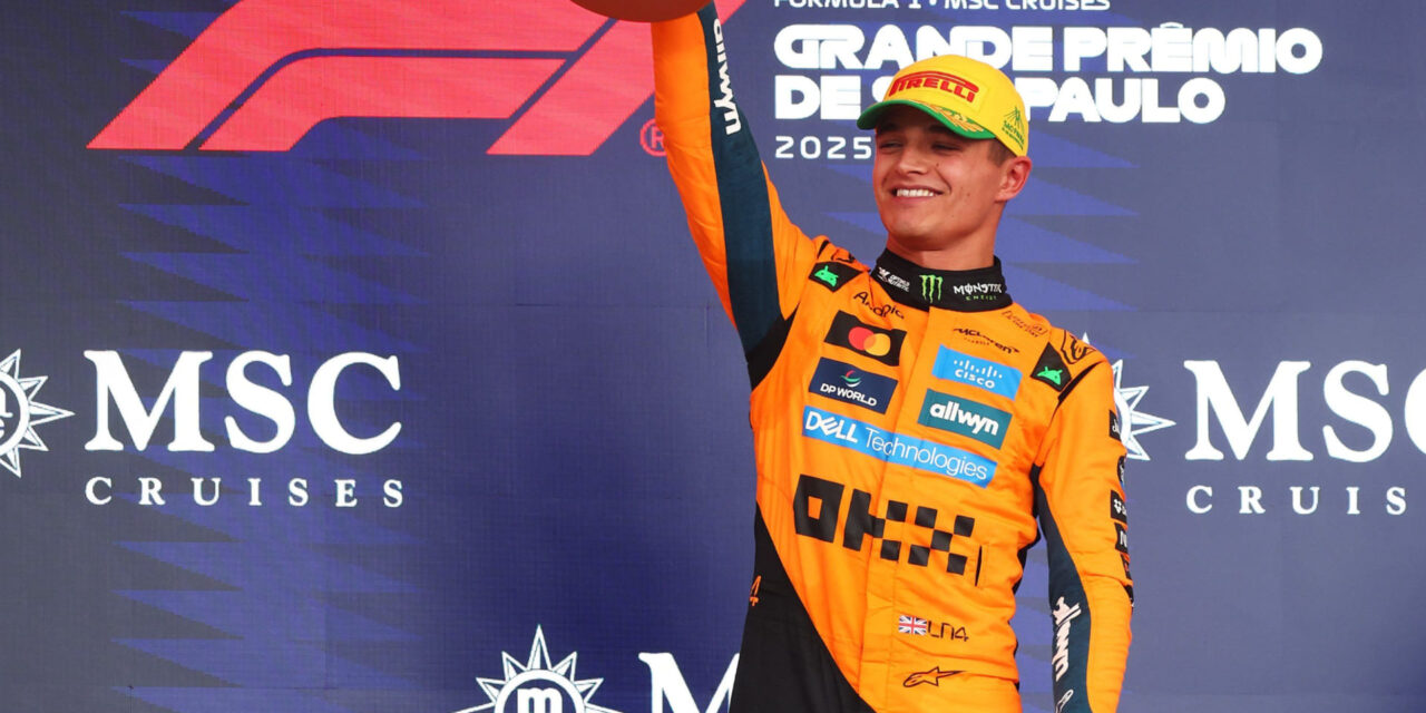 Norris gana el GP de Brasil desde la pole y palpita el título. Verstappen remonta y sube el podio