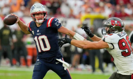 TreVeyon Henderson y Drake Maye lideran a Patriots en victoria 28-23 sobre Buccaneers