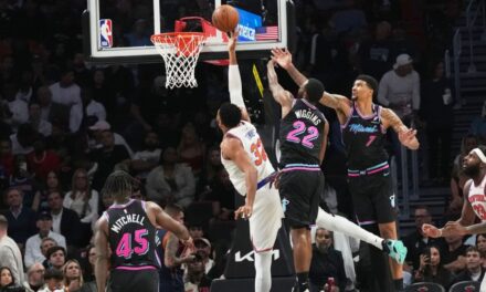 El Heat sobrevive a una remontada frenética en el último segundo para vencer a los Knicks 115-113.