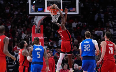 Amen Thompson anota 27 puntos, su mejor marca de la temporada, para liderar a los Rockets a su cuarta victoria consecutiva.