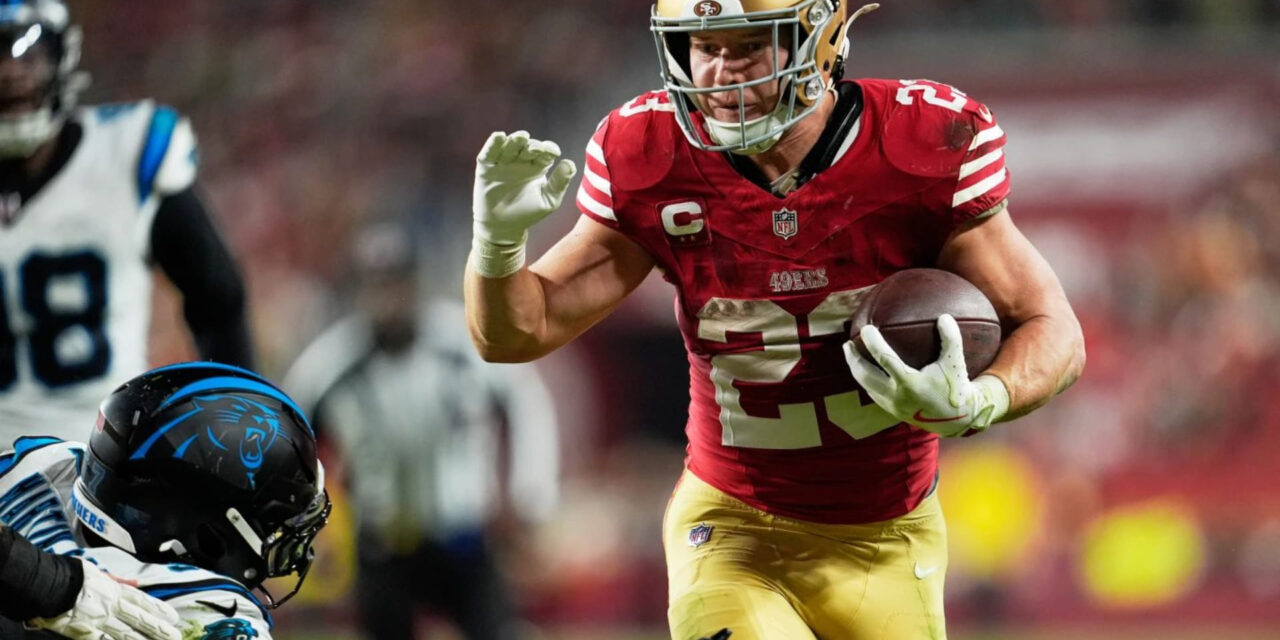 Gran noche de Christian McCaffrey lleva a los 49ers a la victoria por 20-9 sobre los Panthers