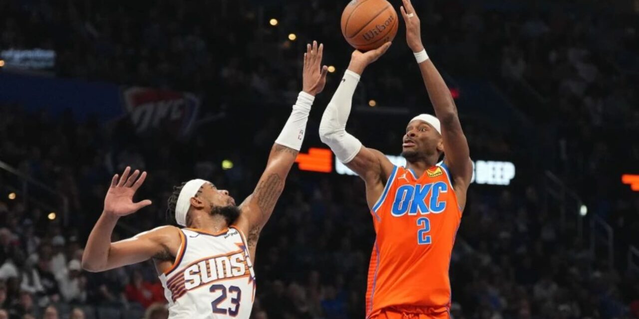Thunder logra su 11ª victoria consecutiva, mejora a 19-1 y vence a Suns 123-119 en Copa NBA
