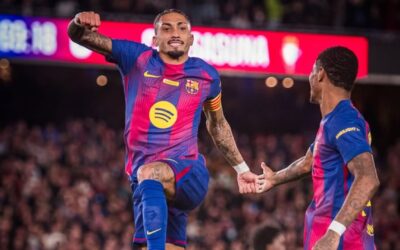 Un doblete de Raphinha hace más líder al Barça