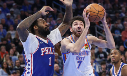 Holmgren anota 29 puntos y el Thunder pone fin a una racha de dos derrotas con una victoria de 129-104 sobre los 76ers