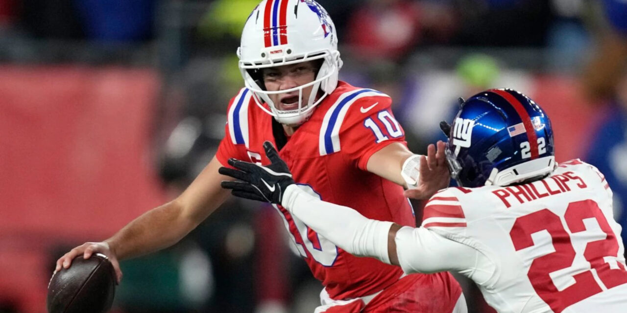 Drake Maye lanza 2 touchdowns y los Patriots se convierten en el primer equipo en conseguir 11 victorias, derrotando a los Giants 33-15